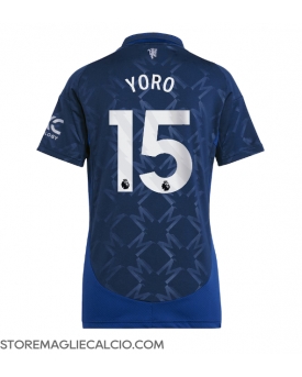 Manchester United Leny Yoro #15 Maglia Gara Trasferta Repliche 2024-25 Donna Maniche Corte
